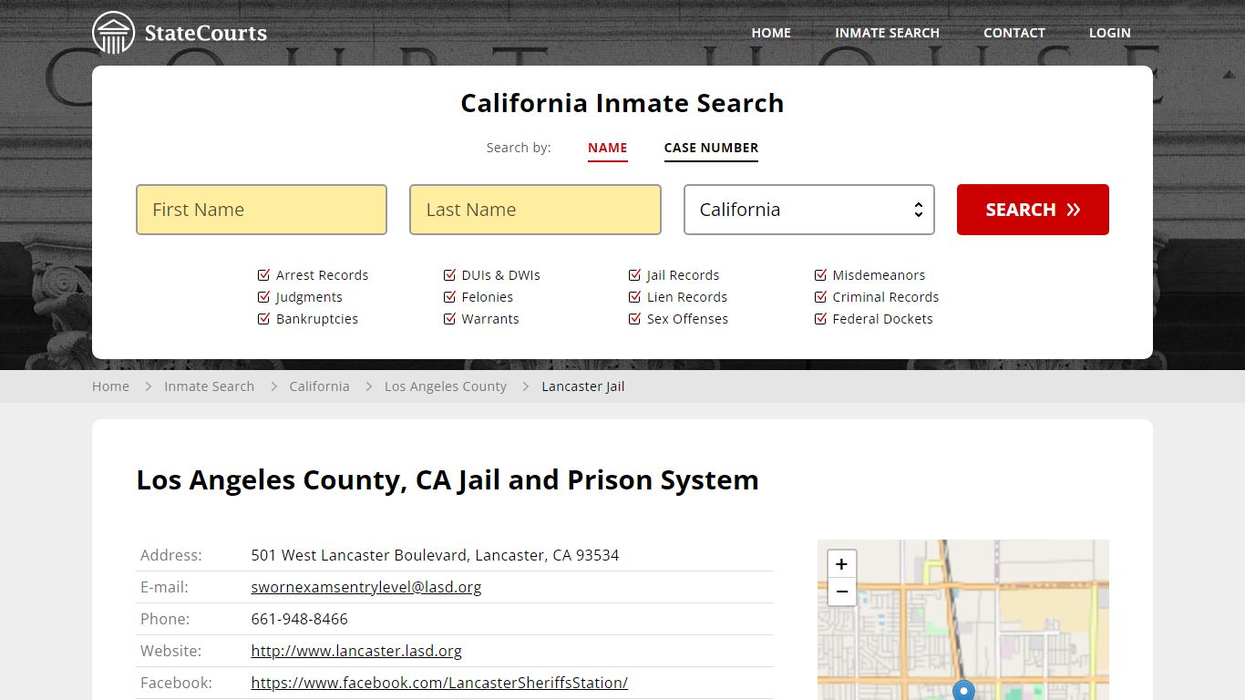 Lancaster Jail Inmate Records Search, California - StateCourts